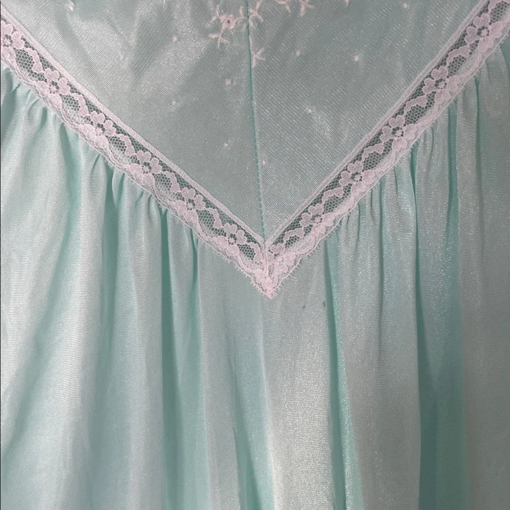 Lace Trim Chemise Nightgown in Light Blue‎ aqua